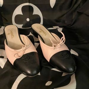 CHANEL kitten heel mules!